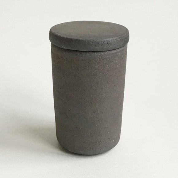 Grog Ceramic Brown Cylindrical Lidded Trinket Caddy Canister Jar Art Pottery - Picture 3 of 7